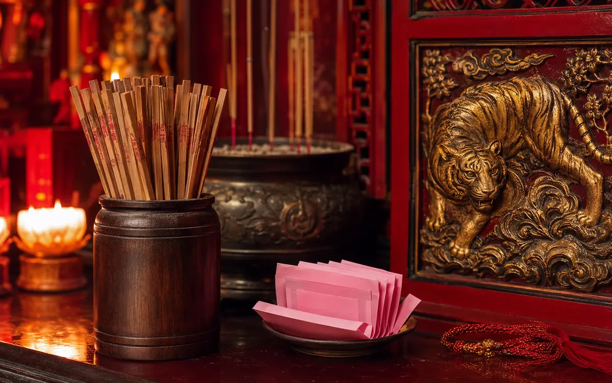 ภาพประกอบเชิงสัญลักษณ์ของเซียมซีในศาลเจ้าโทนแดงทอง